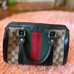 Gucci Cream and Black Satchel with Iconic Design